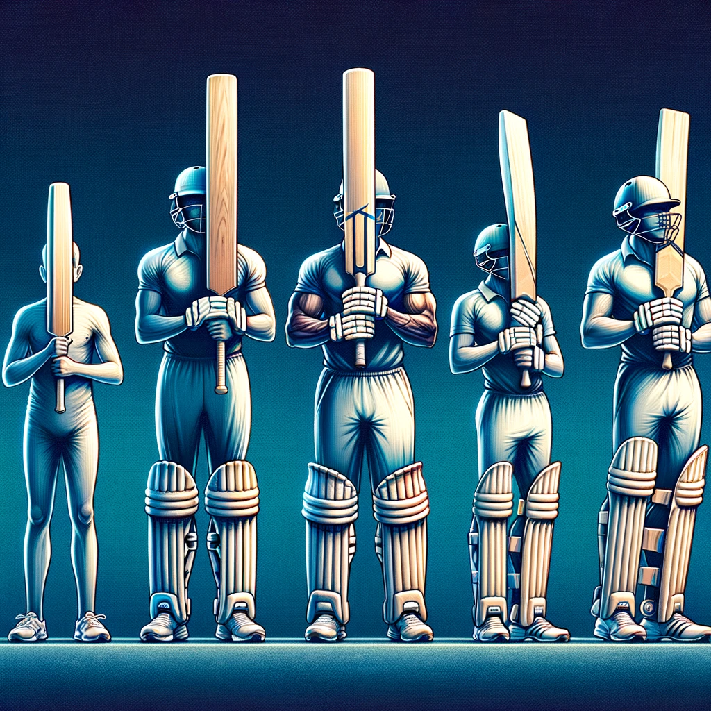 Different Cricket Players with Appropriate Bat Weights